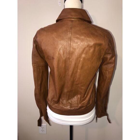 Theory Atara Leather Jacket Size P or XS Brown Moto Trucker Made in Italy Soft - Picture 4 of 14